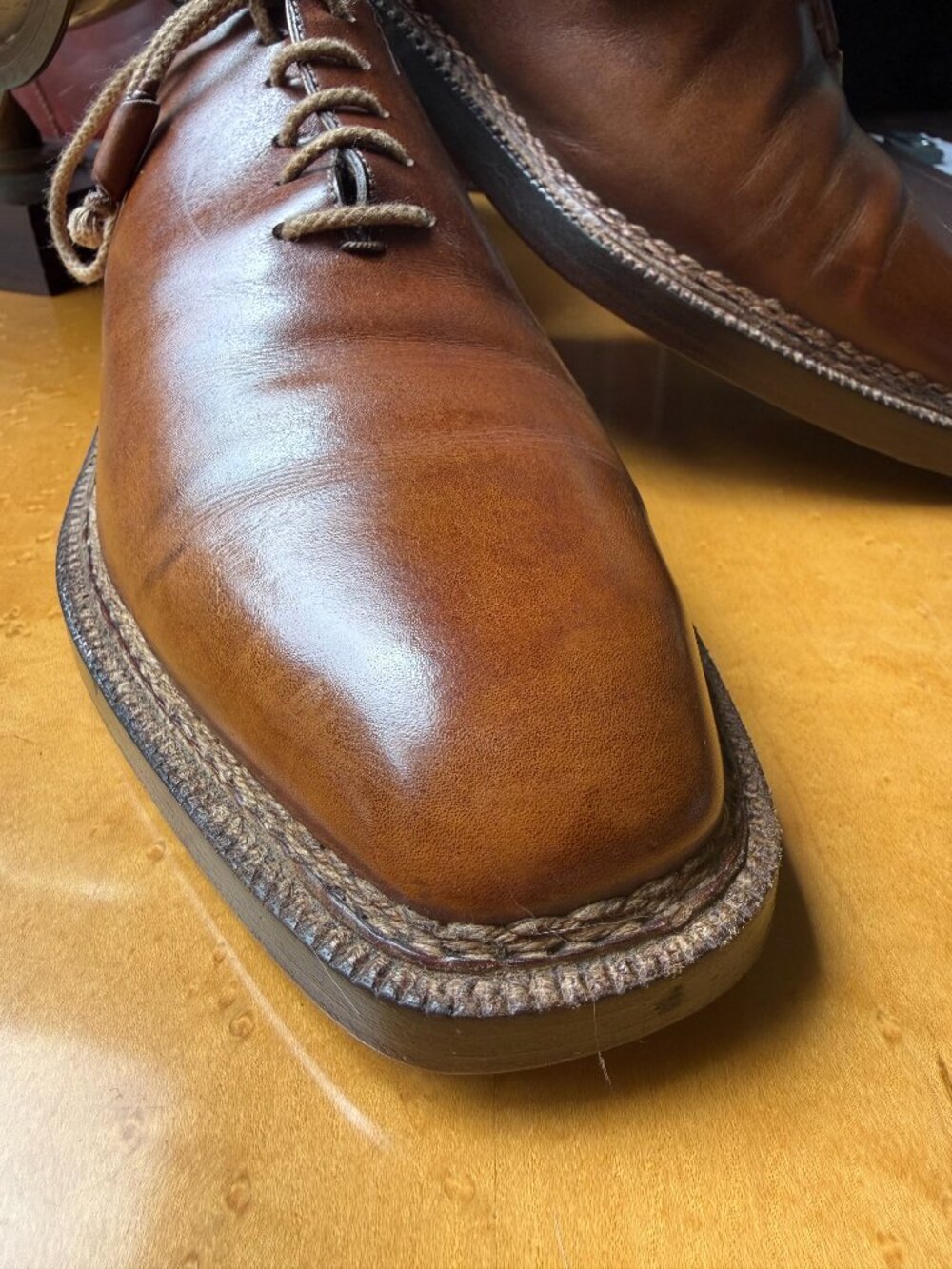 StefanoBi (for Domenico Vacca) Men's Italian Men's Shoes, Size 9.5, Cognac color - Picture 11 of 14